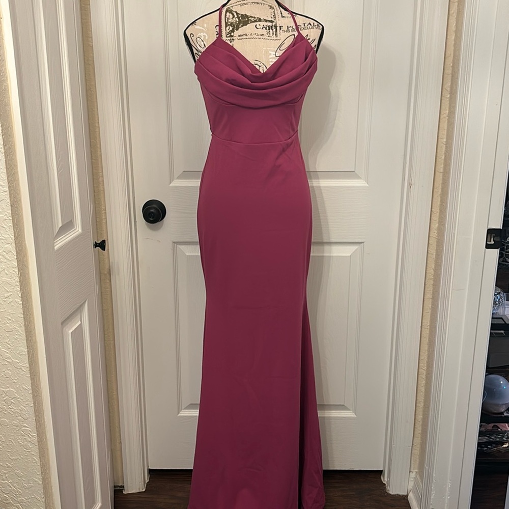 NWT SMALL FUCHIA MAXI DRESS LOW BACK